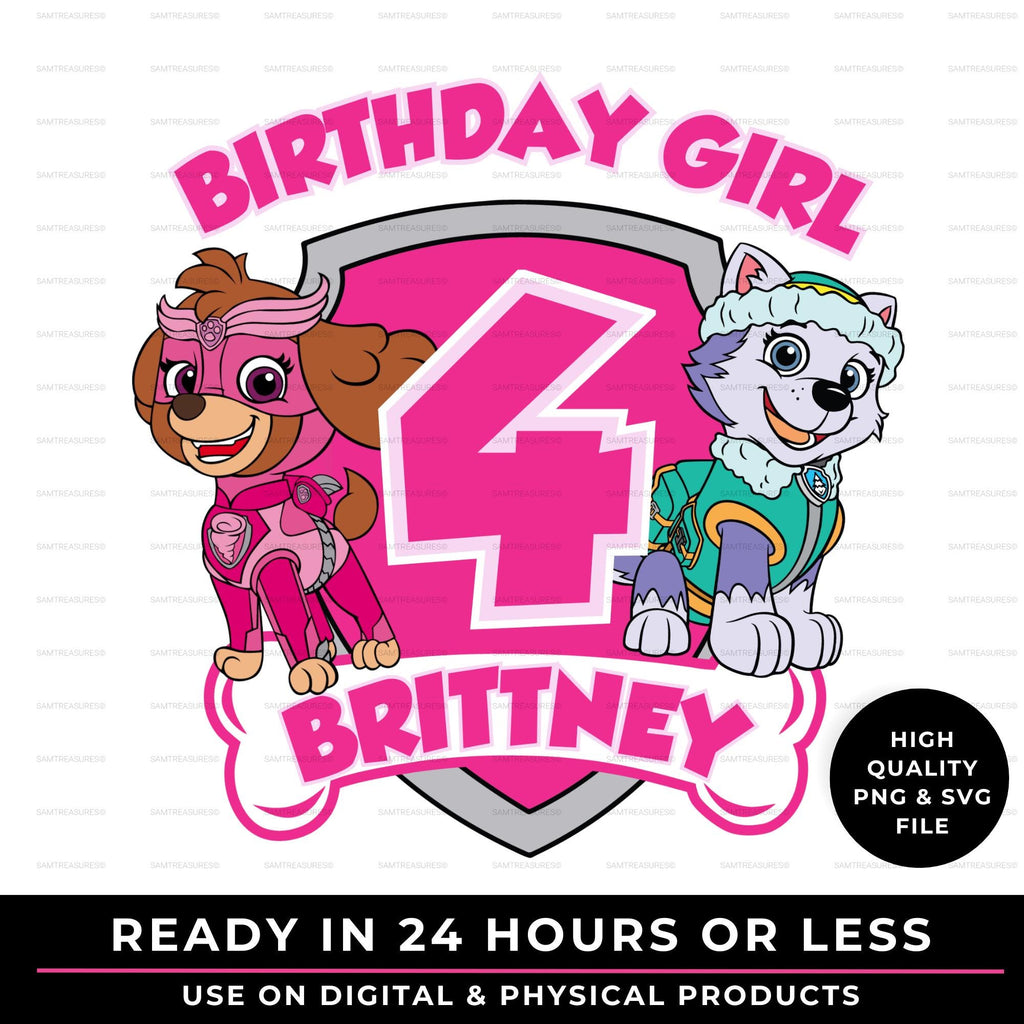 Personalized Skye Dog Birthday PNG | Custom Girl Birthday Design | Girl Dog Birthday Design | Patrol Dog Birthday PNG and SVG
