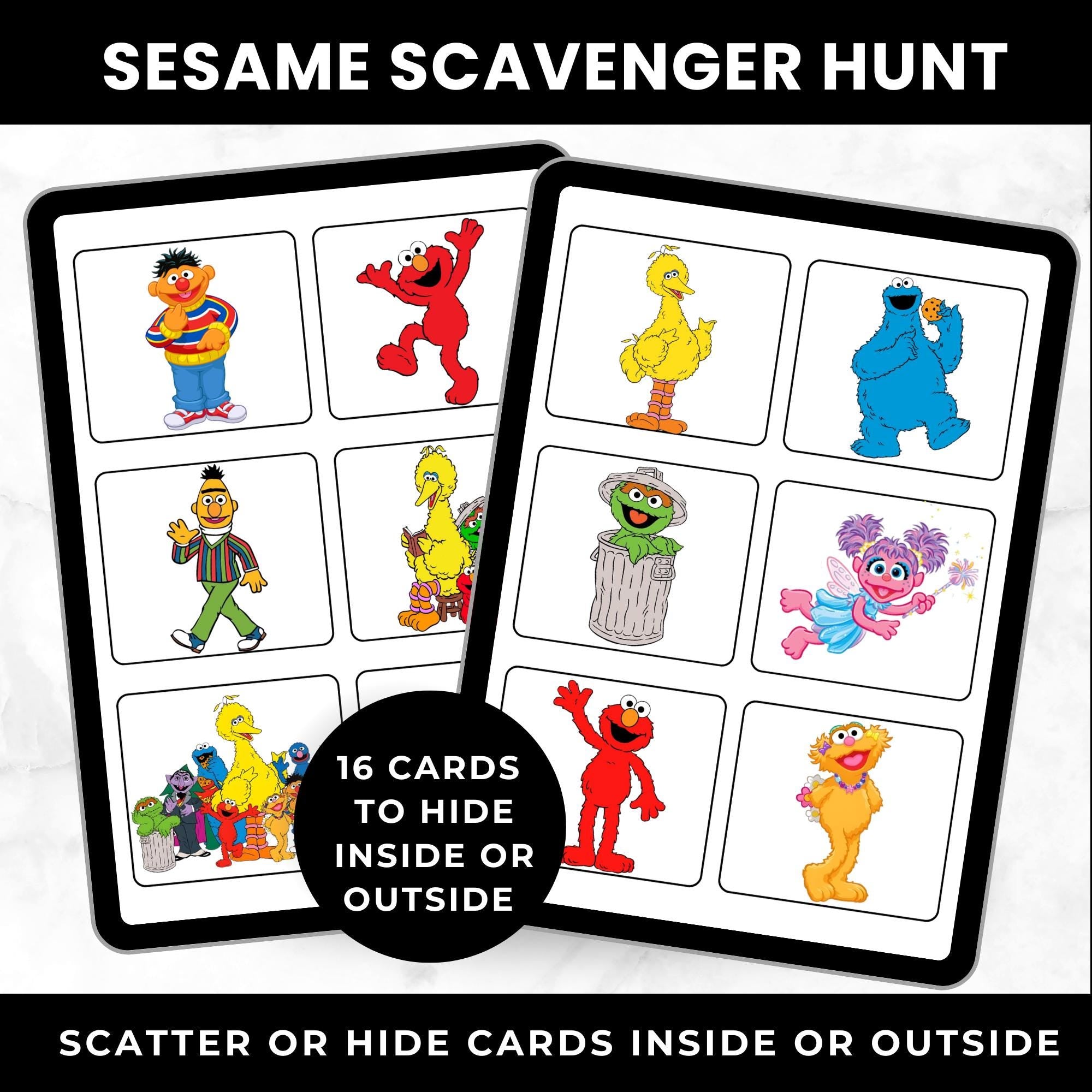 Sesame Scavenger Hunt Cards | Sesame Birthday Party Game | Sesame Party Favors | Printable Birthday Game  for Kids