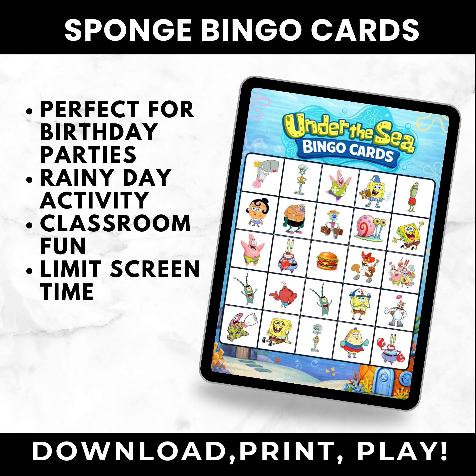 SpongeBob Birthday Bingo Game | Sponge Birthday Party