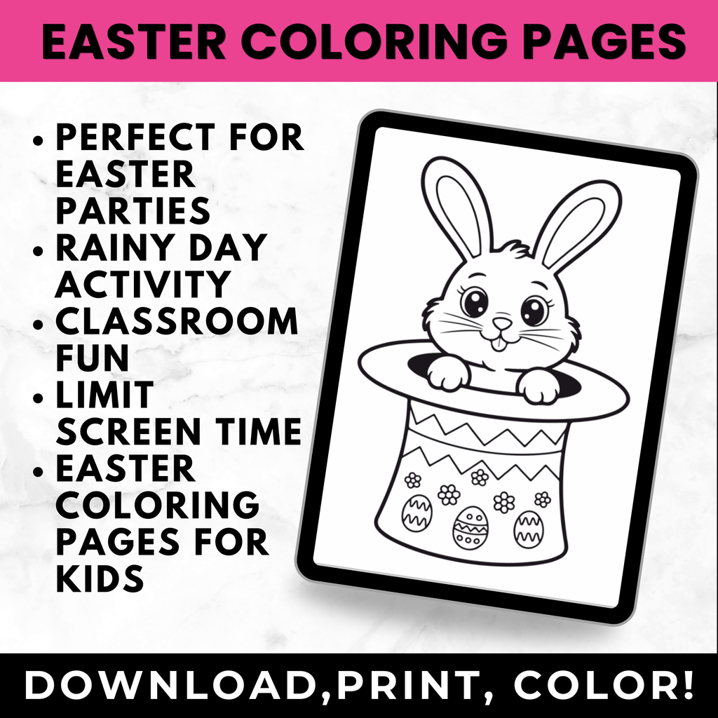 50 Cute Kawaii Easter Coloring Pages for Kids | Easter Bunny Coloring Book Printable Ages 3–8