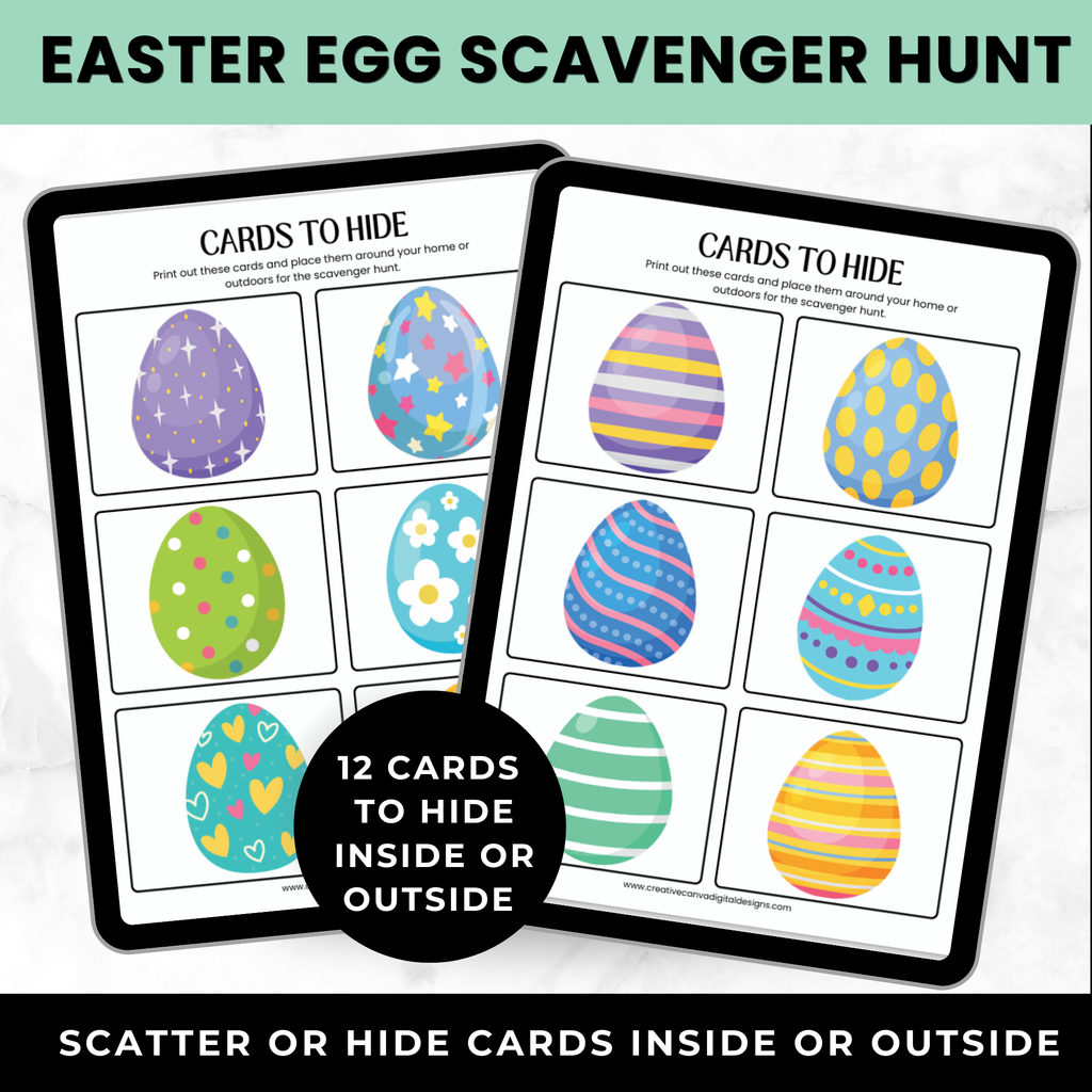 Easter Egg Scavenger Hunt Printable for Kids | Easter Hunt Game Checklist | Indoor Outdoor Easter Activity
