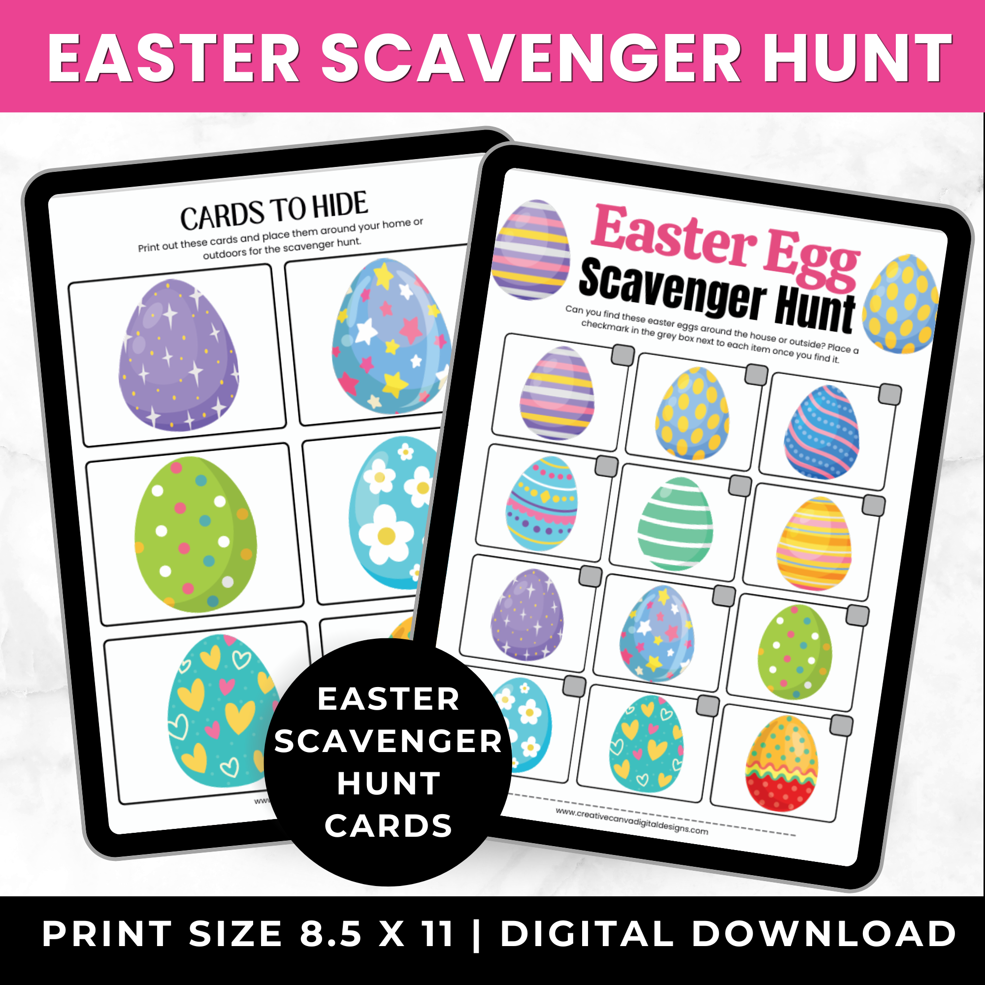 Easter Egg Scavenger Hunt Printable for Kids | Easter Hunt Game Checklist | Indoor Outdoor Easter Activity
