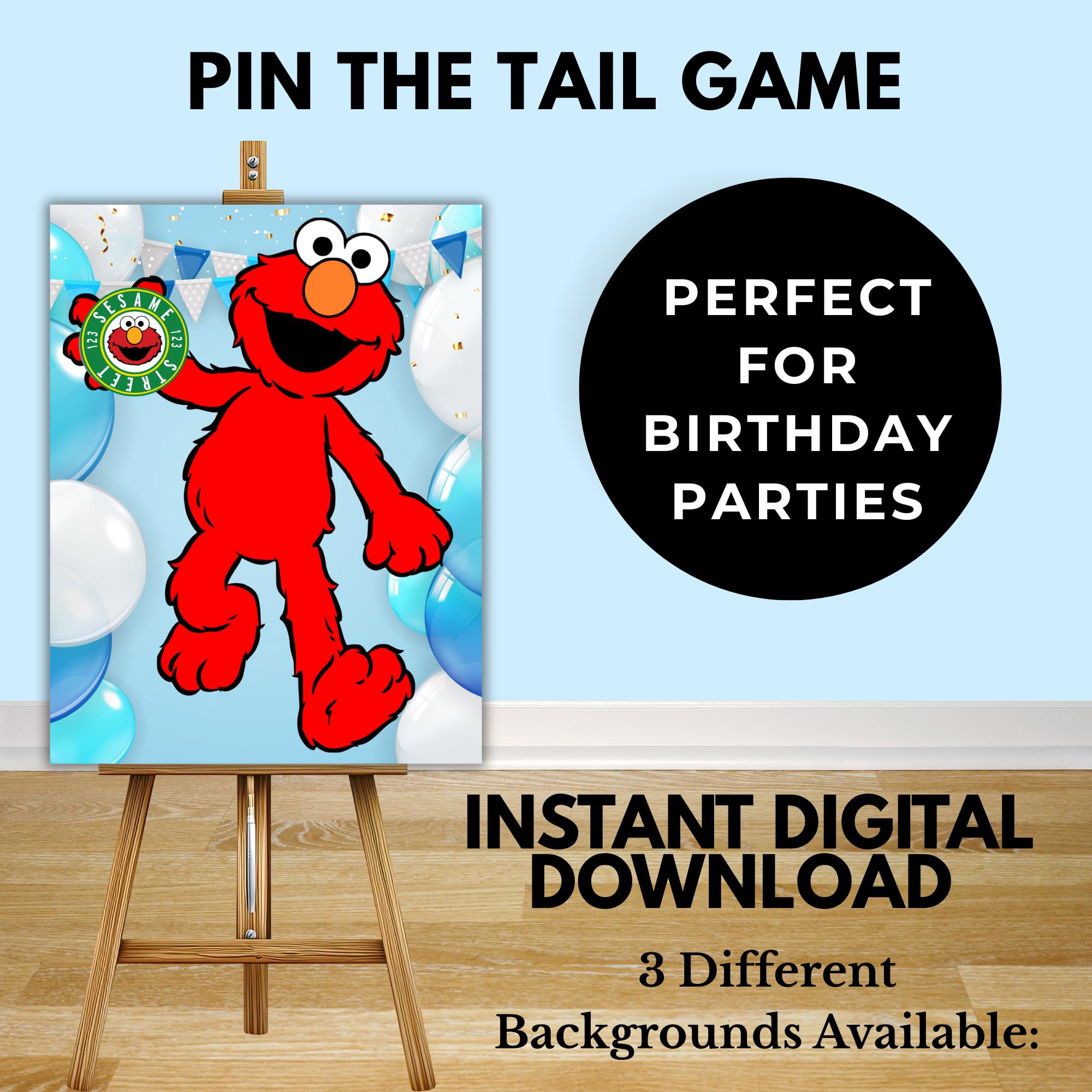 Elmo Pin the Tail Game | Printable Elmo Birthday Party Game | Pin the Sticker on Elmo | Sesame Birthday Game
