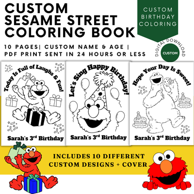 Personalized Elmo Birthday Coloring Book