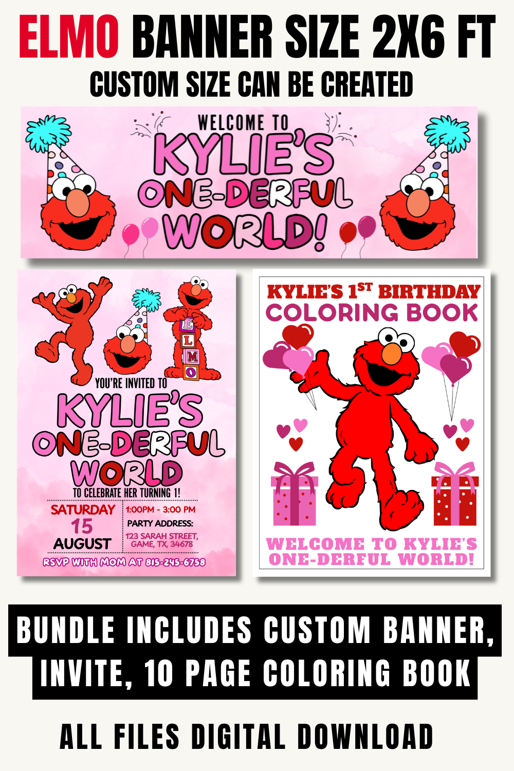 Elmo 1st coloring book printable, bundle preview