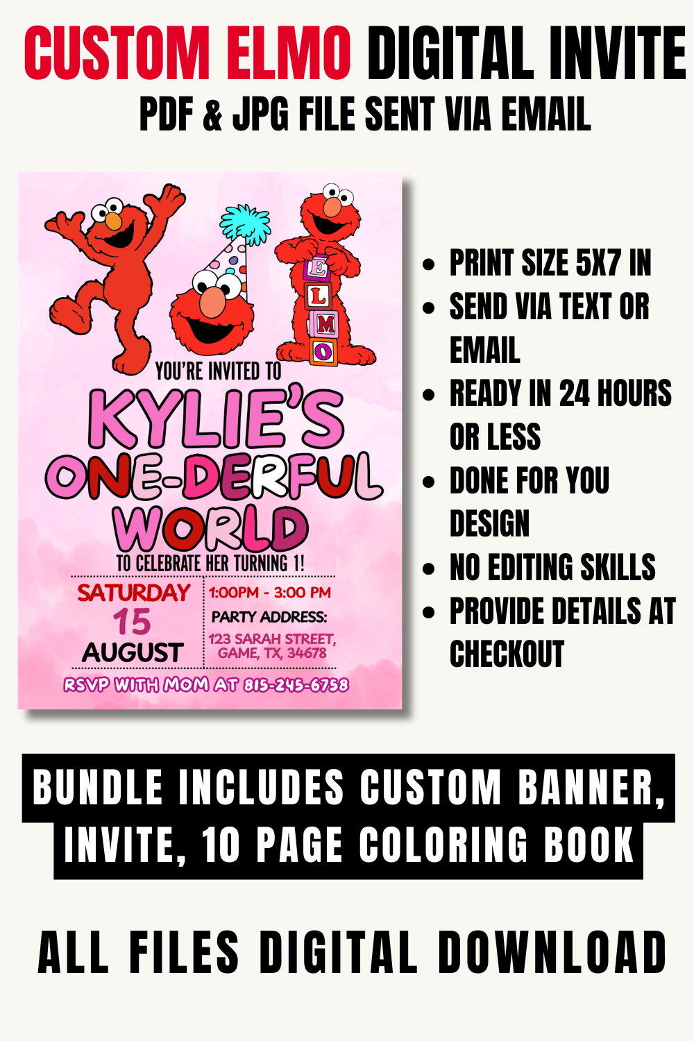 Elmo 1st coloring book printable, bundle preview