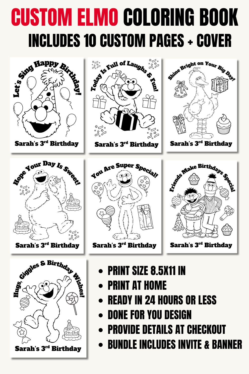 Elmo 1st coloring book printable, bundle preview
