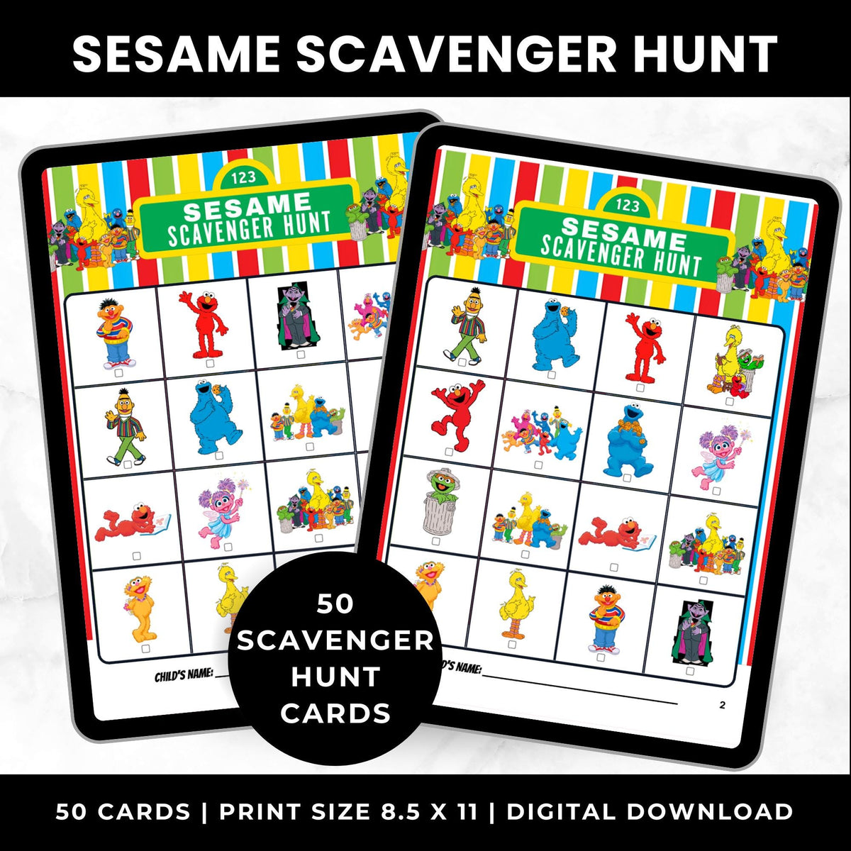 Sesame Street Indoor Scavenger Hunt Printable