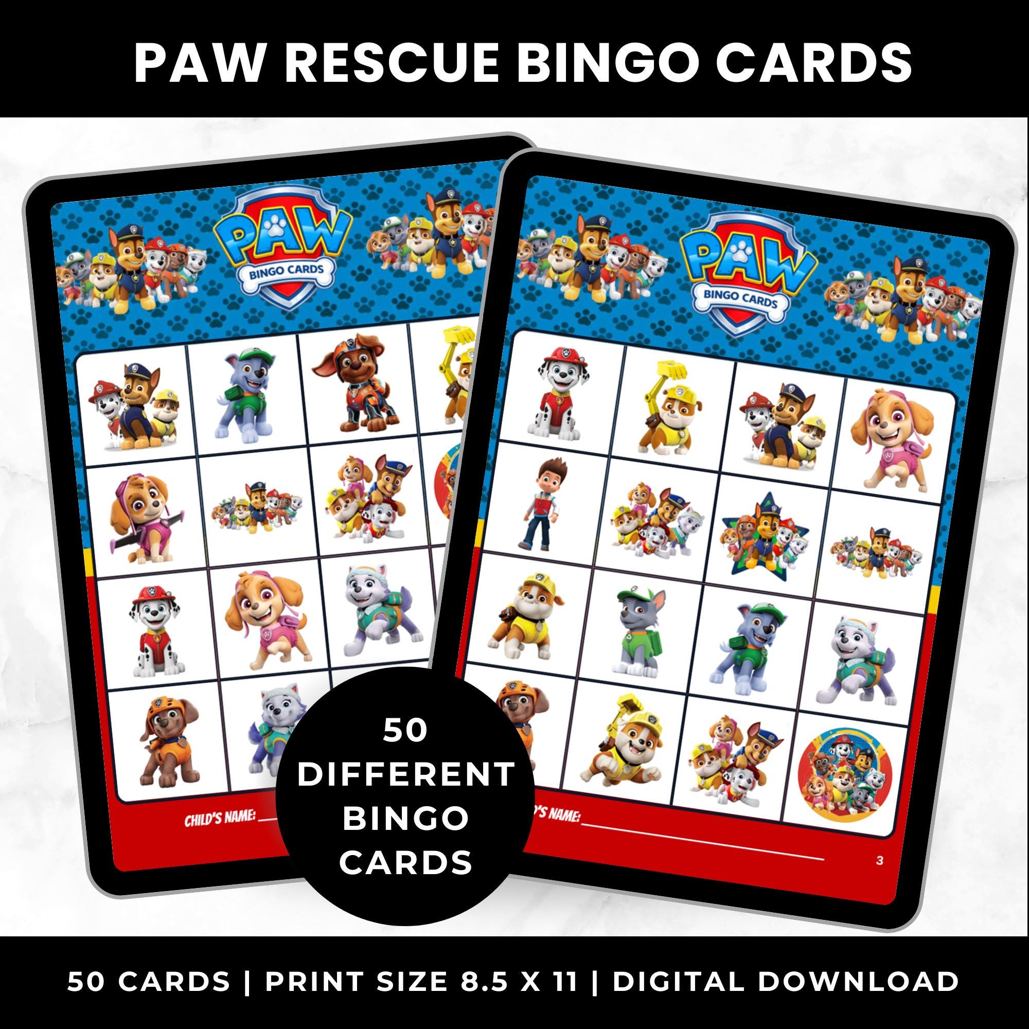 Paw Patrol Birthday Party Bundle Printable | Paw Patrol Party Games for Kids | Bingo, Scavenger Hunt, Coloring Book & Invitation | Instant Download