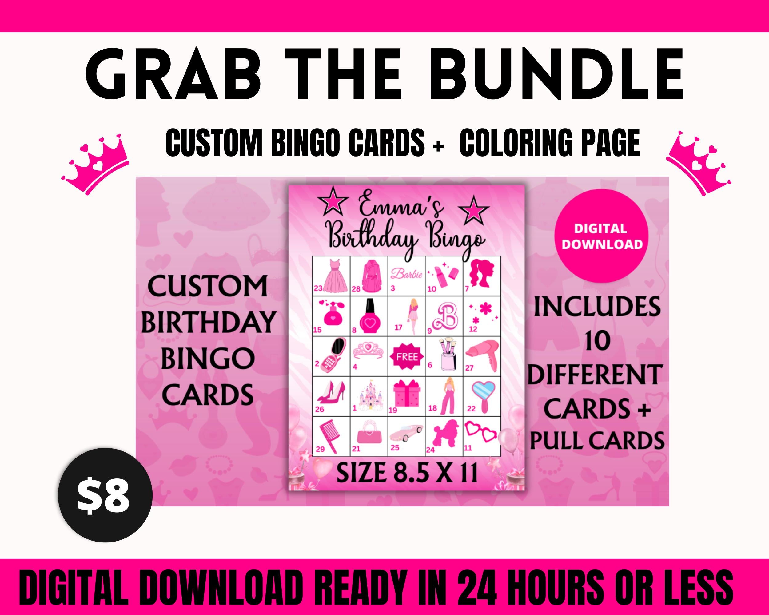 Custom Fashion Doll Birthday Coloring Page | Personalized Doll Birthday Activity | Custom Printable Kids Party Favor | Doll Coloring Sheet