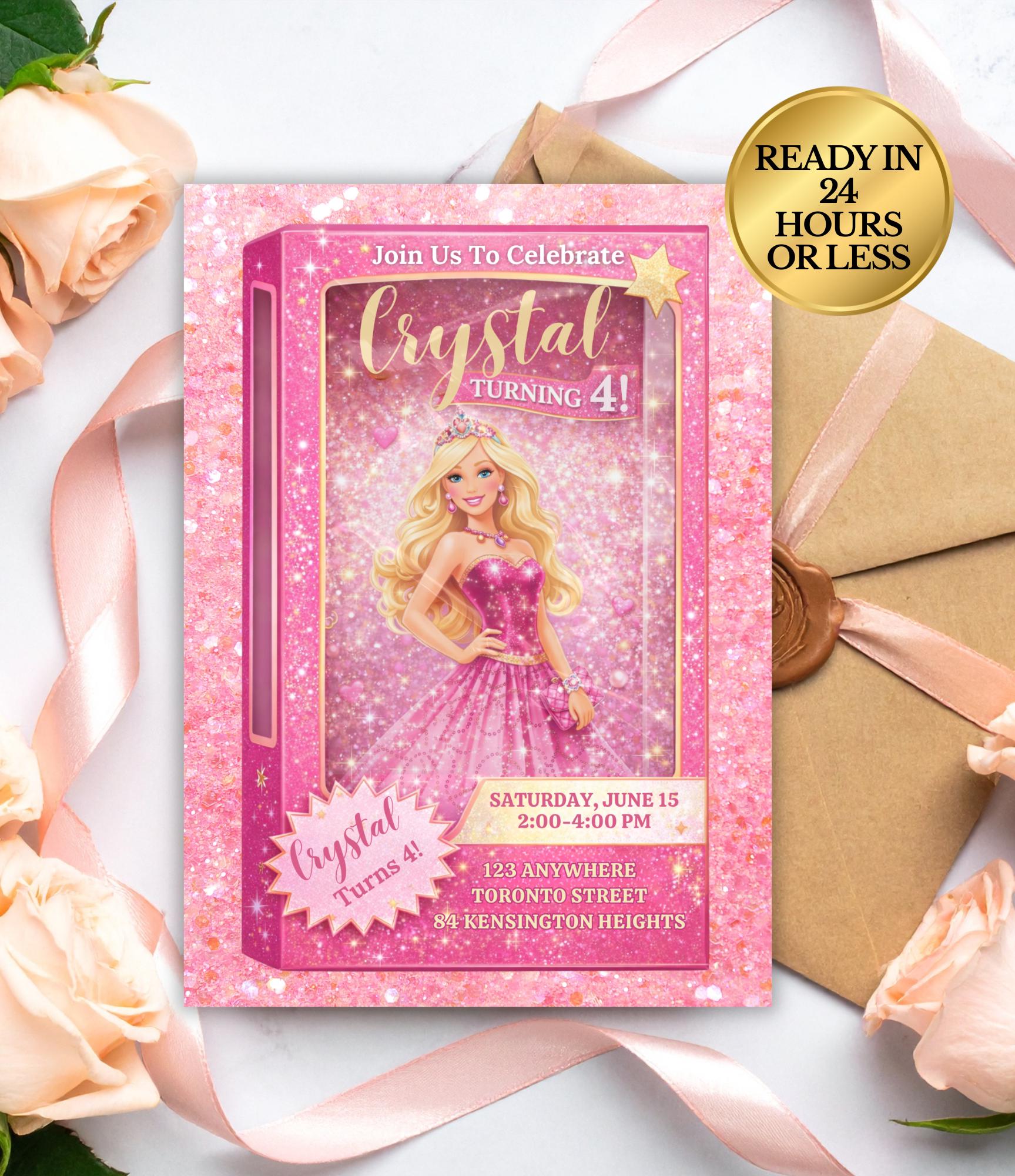 Custom Fashion Doll Birthday Invitation Card | Personalized Doll Birthday Card | Custom Digital Kids Party Invitation | Doll Birthday Party