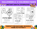 Halloween Alphabet Coloring Pages A–Z Printable | Preschool & Kindergarten Letter Tracing Worksheets | Halloween ABC Activity Book PDF