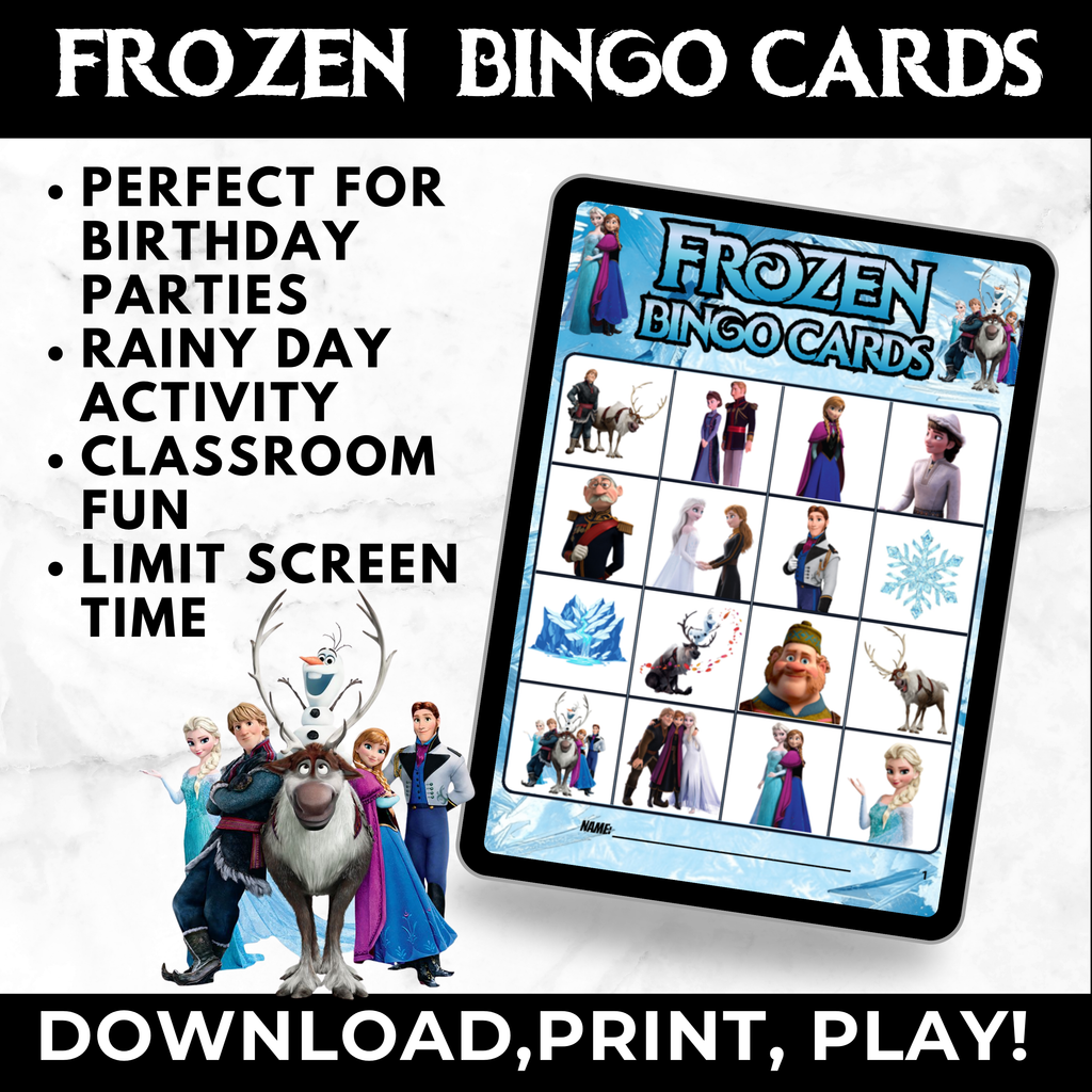 Frozen Bingo Cards Printable | Frozen Birthday Party Game for Kids | Toddler Party Activity