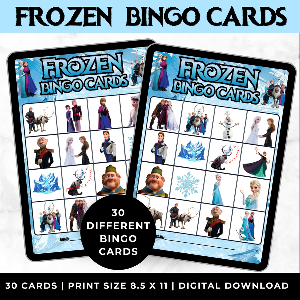 Frozen Bingo Cards Printable | Frozen Birthday Party Game for Kids | Toddler Party Activity