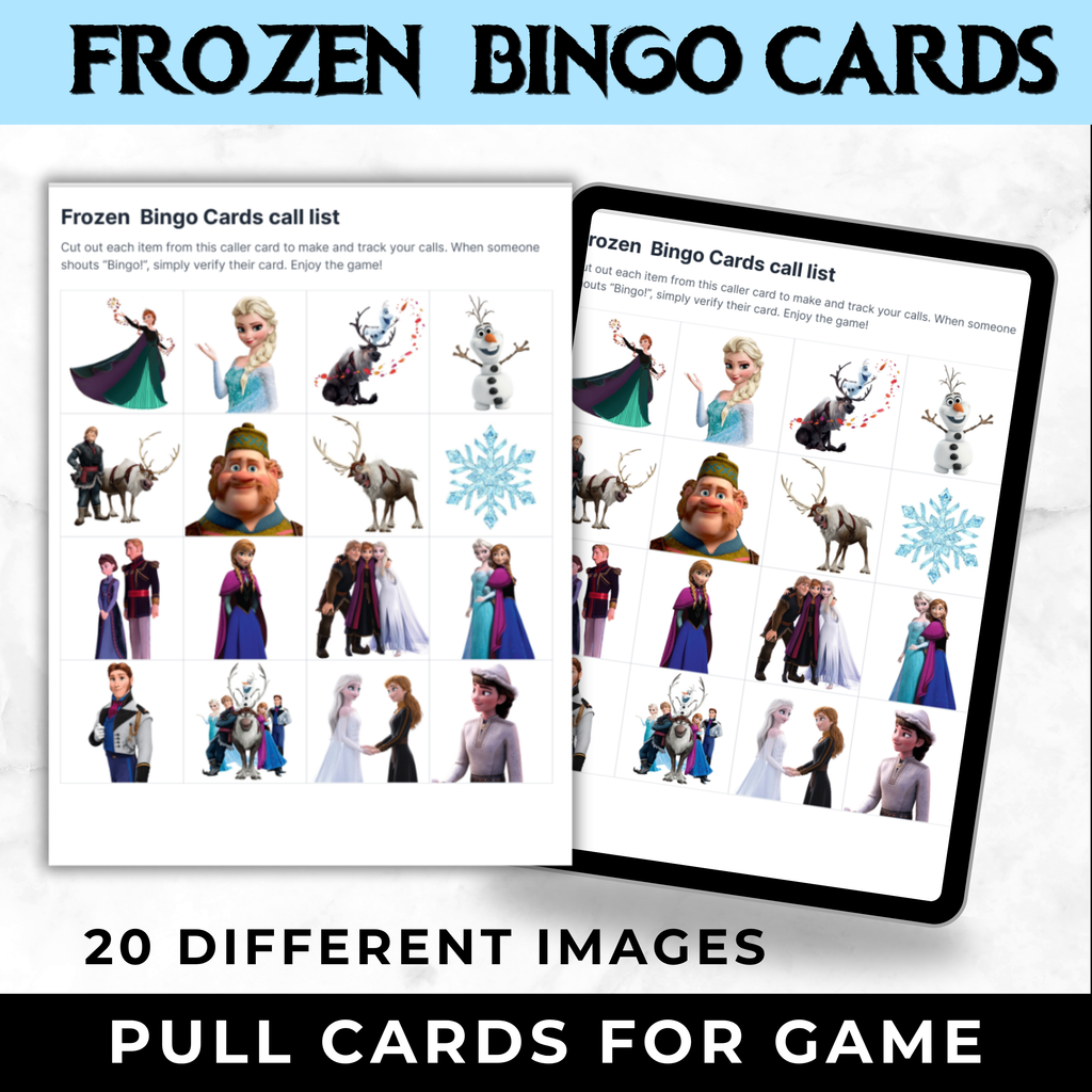 Frozen Bingo Cards Printable | Frozen Birthday Party Game for Kids | Toddler Party Activity