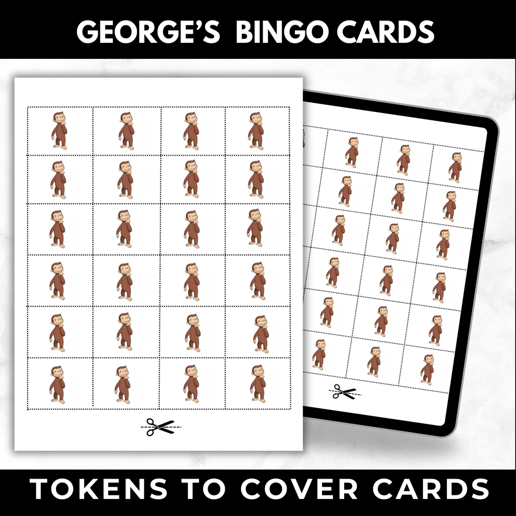 Curious George Bingo Cards for Kids