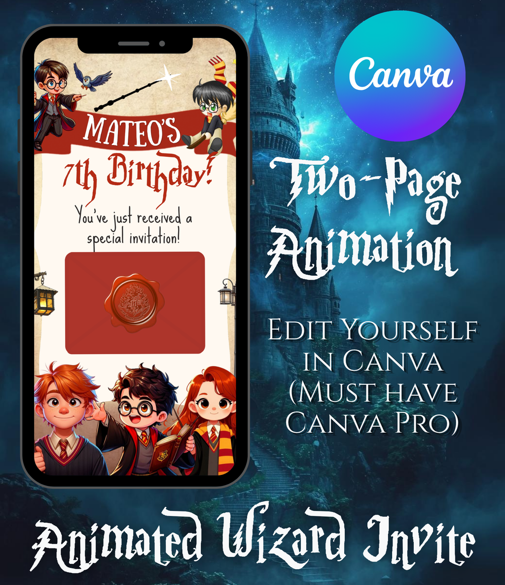 Harry Potter Inspired Animated Birthday Invitation for Kids | Personalized Wizard Video Invite