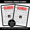 Scandal Bingo Cards Printable Watch Party Game for Adults, Girls Night In Party Game, Political Drama TV Show Bingo, Instant Download