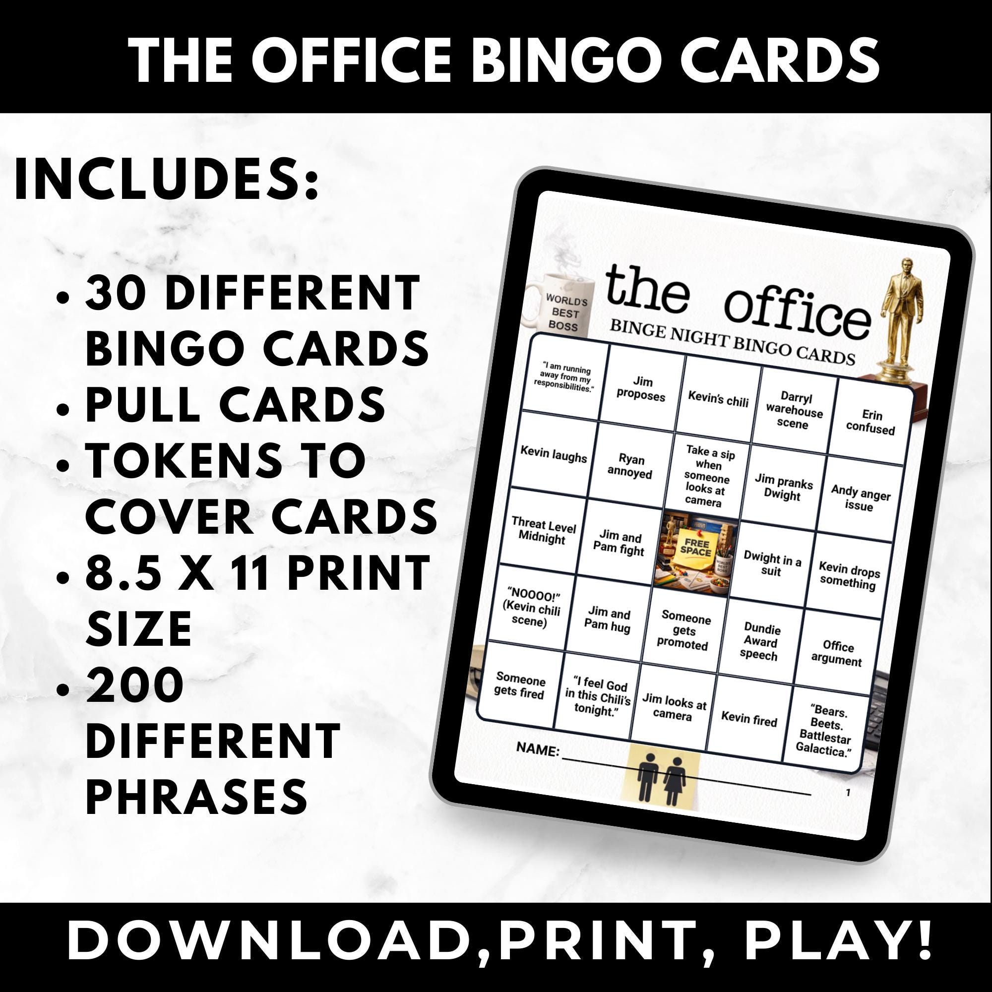 The Office Bingo Cards Printable –Adult Watch Party Game, TV Show Bingo Night, Funny Girls Night In Party Game, Instant Download