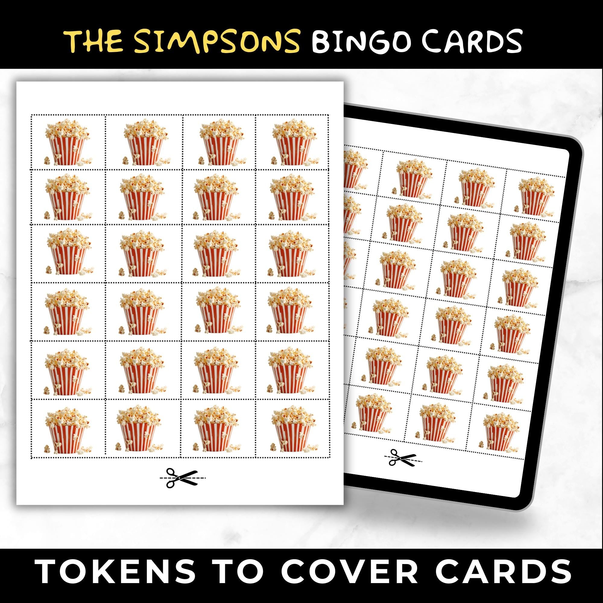 Simpsons Bingo Cards Printable –Adult Watch Party Game, Animated TV Show Binge Night, 90s Sitcom Party Game, Instant Download