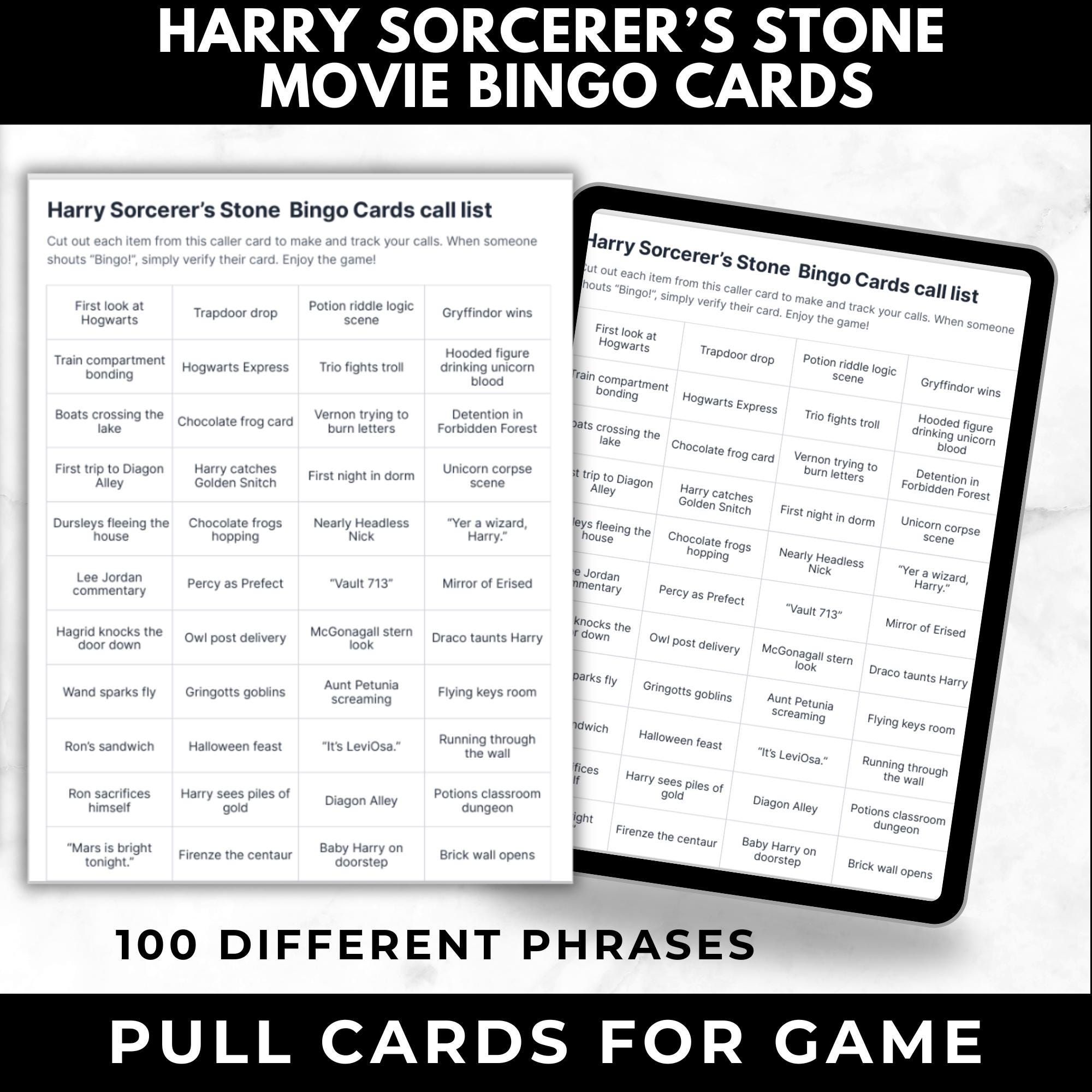 Wizard Movie Bingo Cards Printable – Sorcerer’s Stone Watch Party Game, Fantasy Movie Night Activity, Instant Download