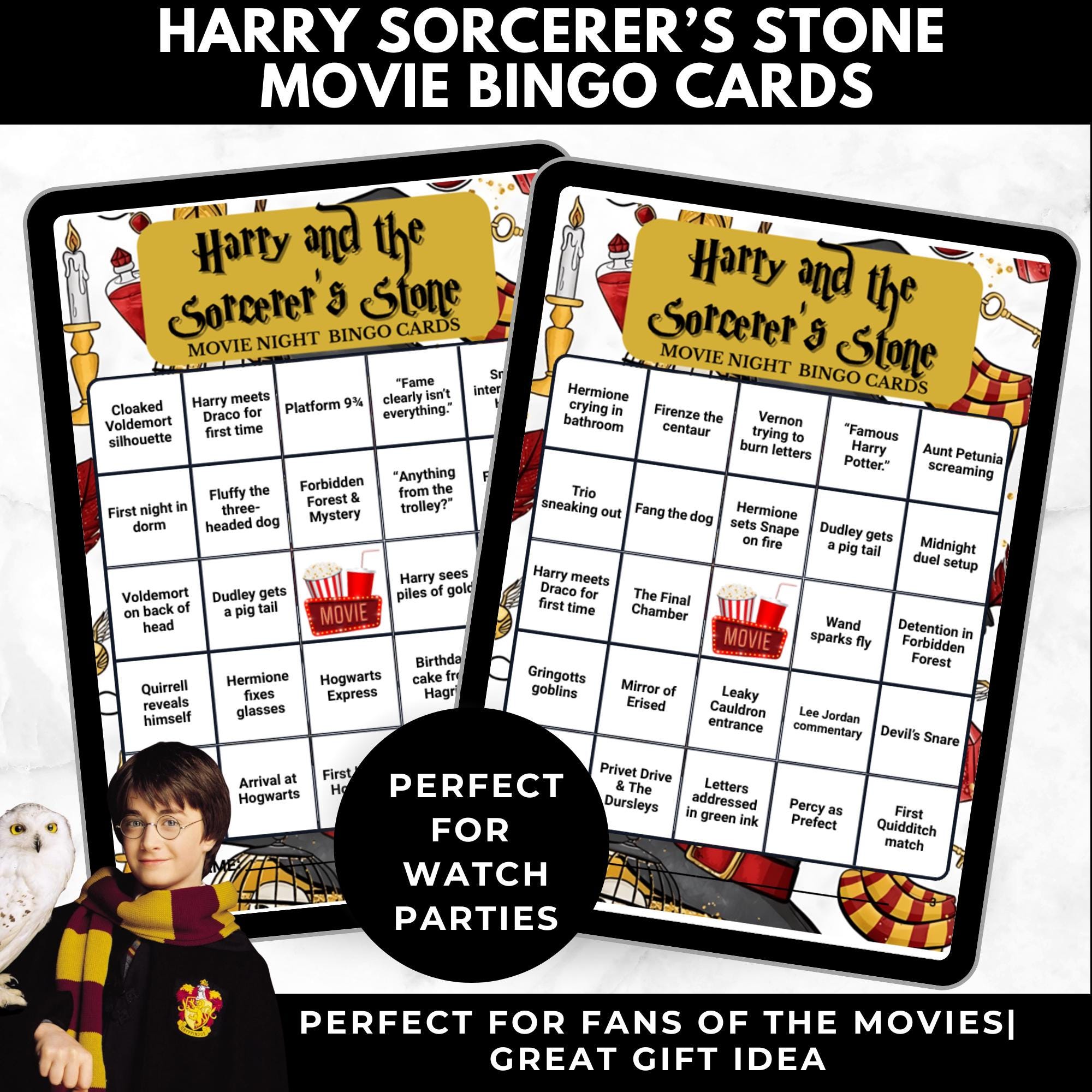 Wizard Movie Bingo Cards Printable – Sorcerer’s Stone Watch Party Game, Fantasy Movie Night Activity, Instant Download