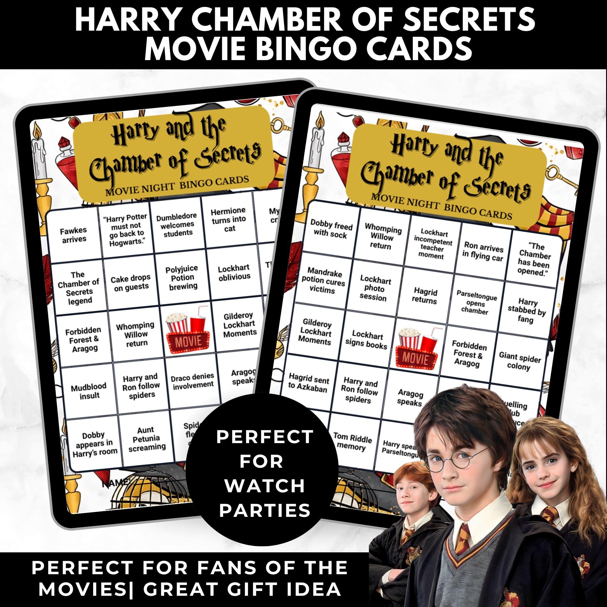 Wizard Movie Bingo Cards Printable – Chambers of Secrets Watch Party Game, Fantasy Movie Night Activity, Instant Download