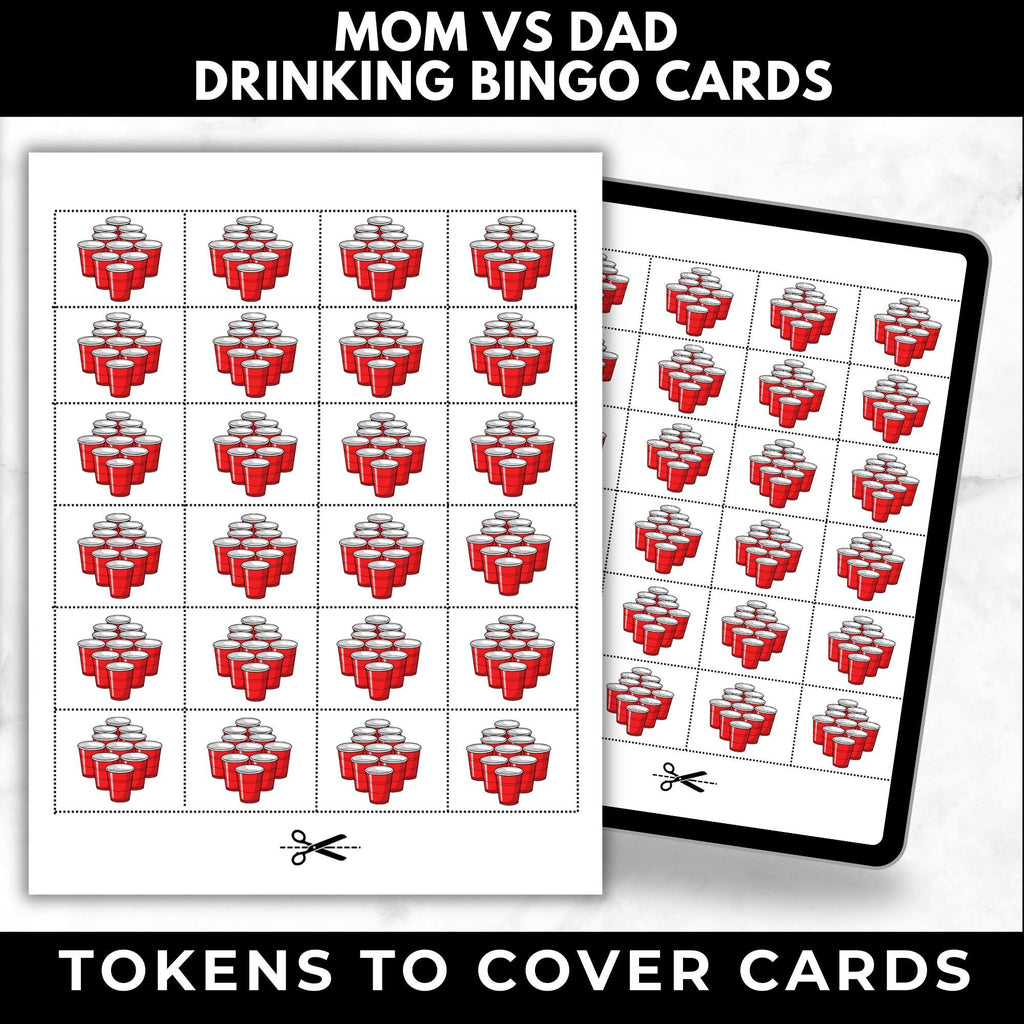 Mom vs Dad Never Have I Ever Drinking Game | Couples Party Bingo Game |Parent Game Night Printable | Baby Shower Adult Game Instant Download