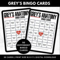 Grey’s Anatomy Bingo Cards | Watch Party Game for Fans | Girls Night Activity | Printable Bingo | Instant Download