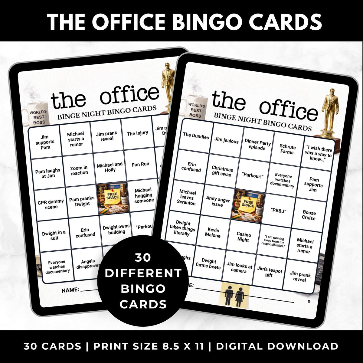 The Office Bingo Cards Printable Watch Party Game