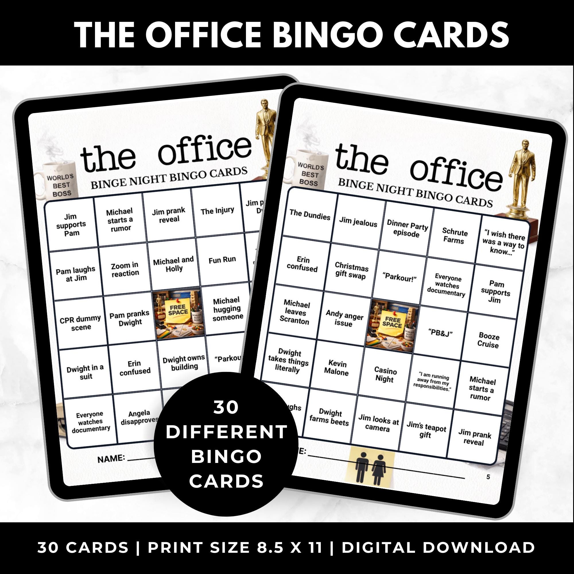 The Office Bingo Cards Printable –Adult Watch Party Game, TV Show Bingo Night, Funny Girls Night In Party Game, Instant Download