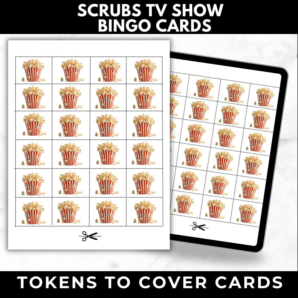 Scrubs TV Show Bingo Game | Adult Bingo Cards | Watch Party Printable | Instant Digital Download | TV Show Party Game | Scrubs Fan Gift