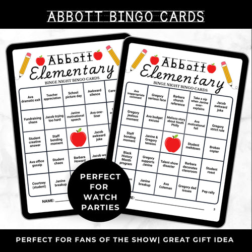 Abbott Elementary Bingo Cards Printable – Adult Watch Party Game, Teacher Sitcom Binge Night, School Theme Party Game, Instant Download