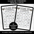 Game of Thrones Bingo Cards Printable – Adult Watch Party Game, Fantasy TV Show Binge Night, Medieval Party Game, Instant Download