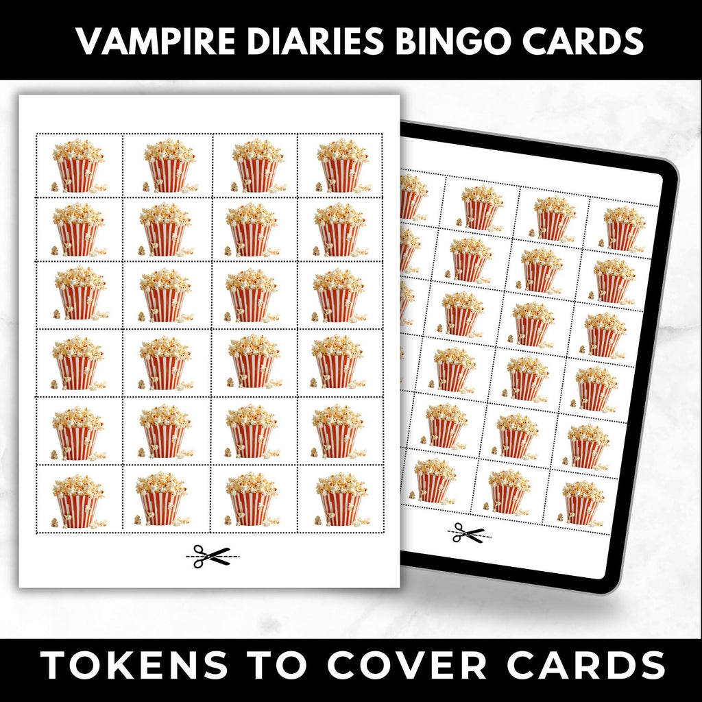 Vampire TV Show Bingo Cards Printable – Adult Watch Party Game, Supernatural TV Show Binge Night, Mystic Falls Party Game, Instant Download