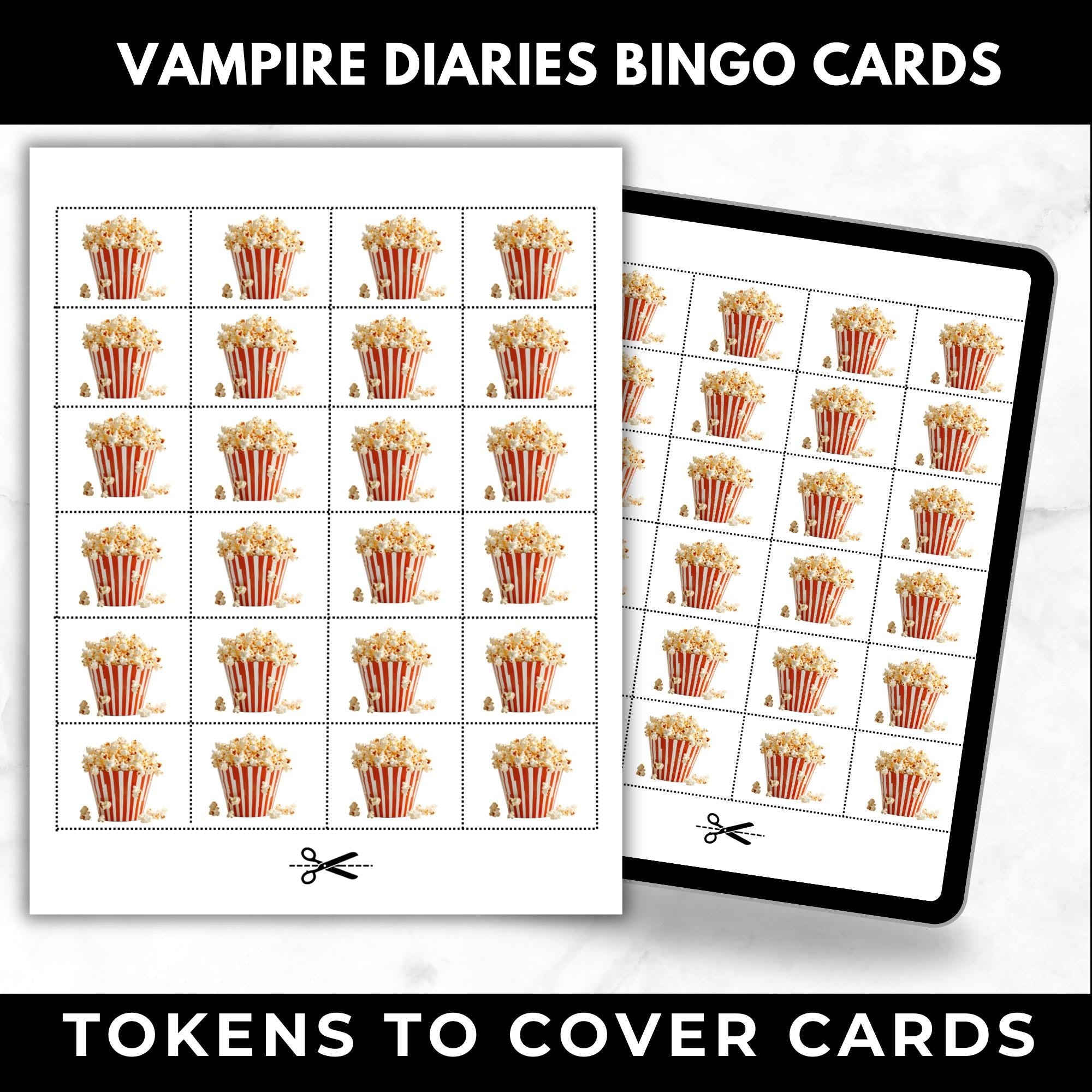 Vampire TV Show Bingo Cards Printable – Adult Watch Party Game, Supernatural TV Show Binge Night, Mystic Falls Party Game, Instant Download