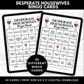 Housewives TV Show Bingo Cards Printable – Adult Watch Party Game, Drama Binge Night, TV Show Party Game, Instant Download