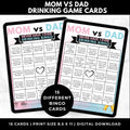 Mom vs Dad Never Have I Ever Drinking Game | Couples Party Bingo Game |Parent Game Night Printable | Baby Shower Adult Game Instant Download
