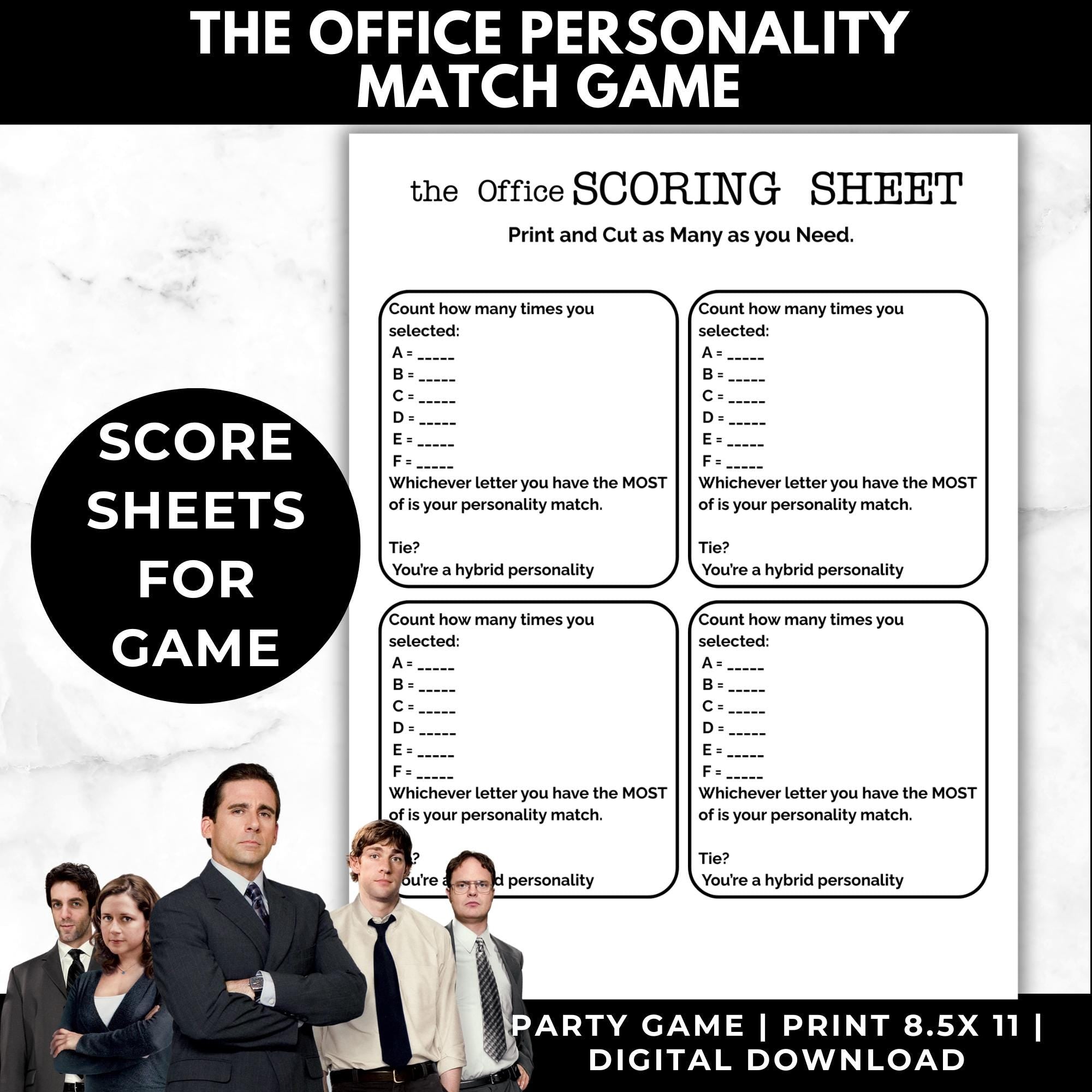The Office Personality Quiz Game Printable | Adult Party Game | The Office Games | Couples Game Night | TV Show Game | Instant Download