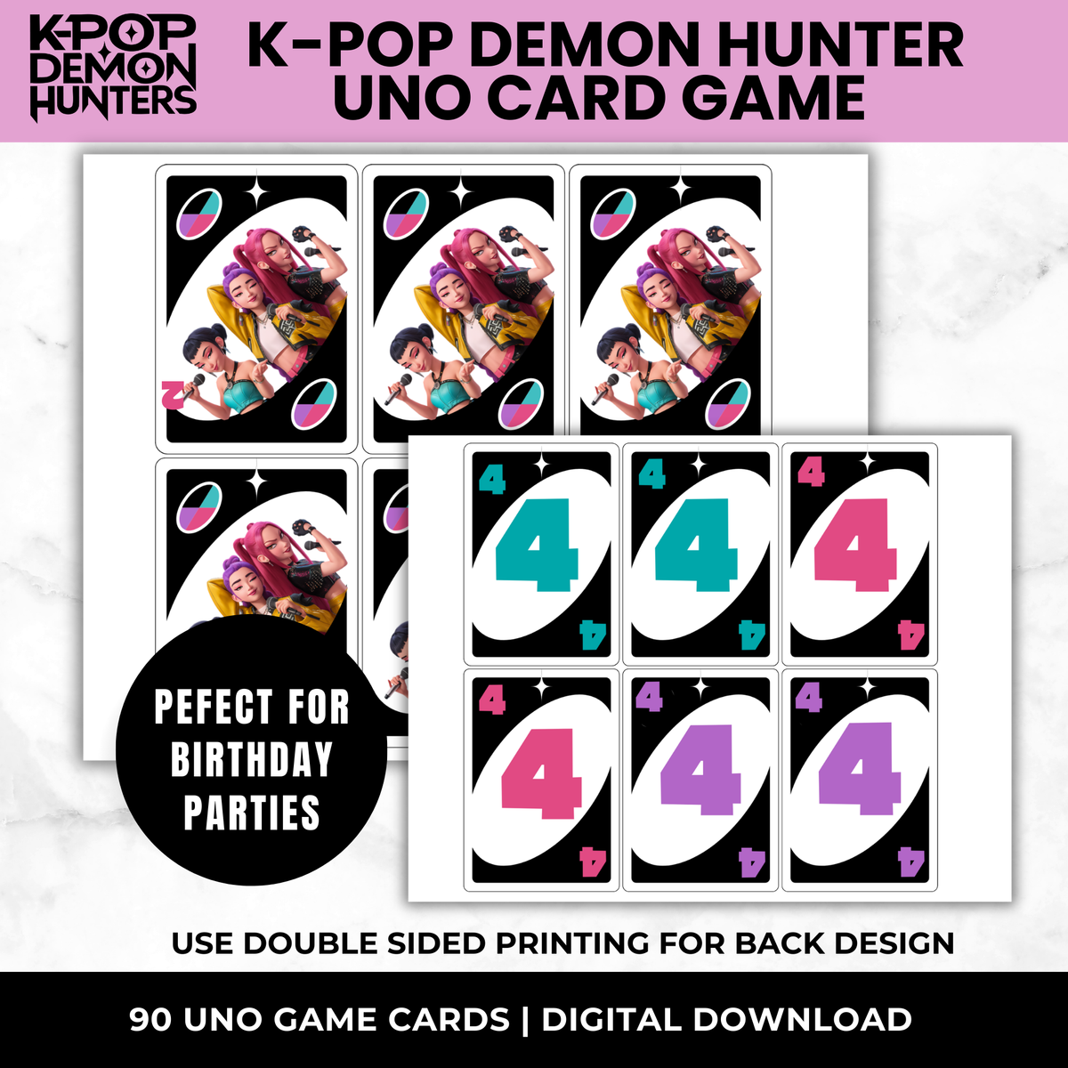 K-Pop Demon Hunters Uno card game printable