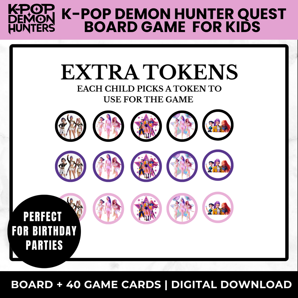 K-Pop Demon Hunter Printable Board Game – Kids Birthday Party Game