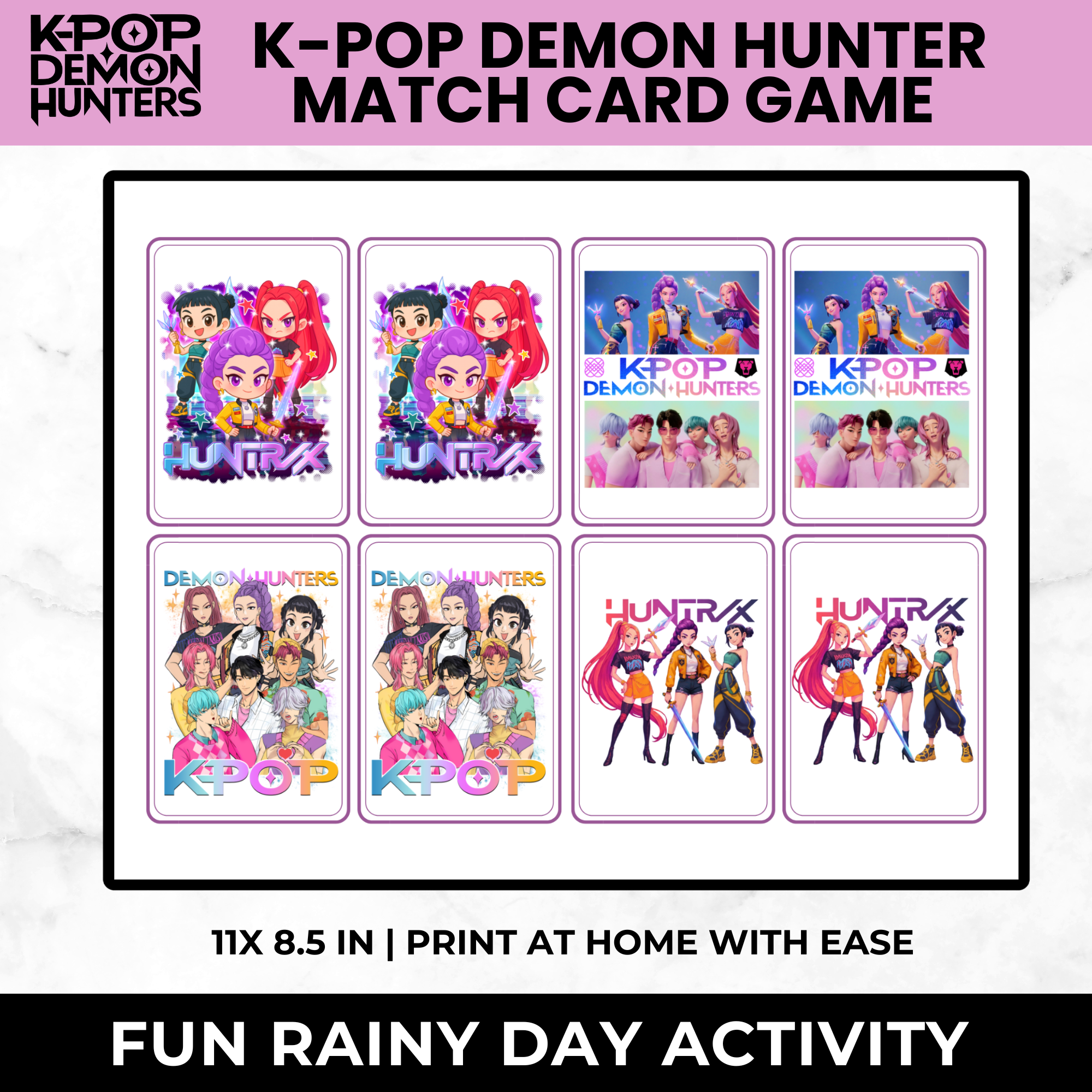 K-Pop Demon Hunters Match Card Game for Kids