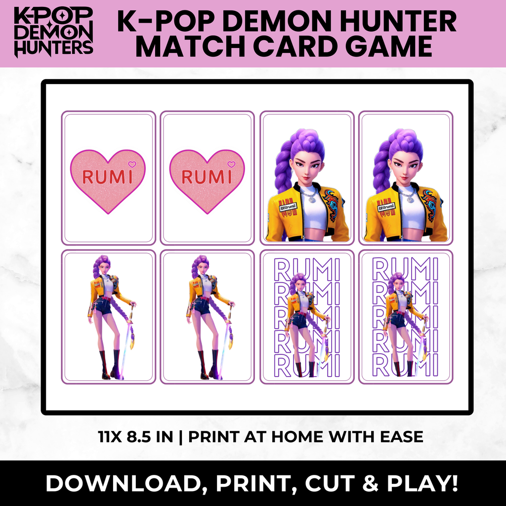 K-Pop Demon Hunters Match Card Game for Kids