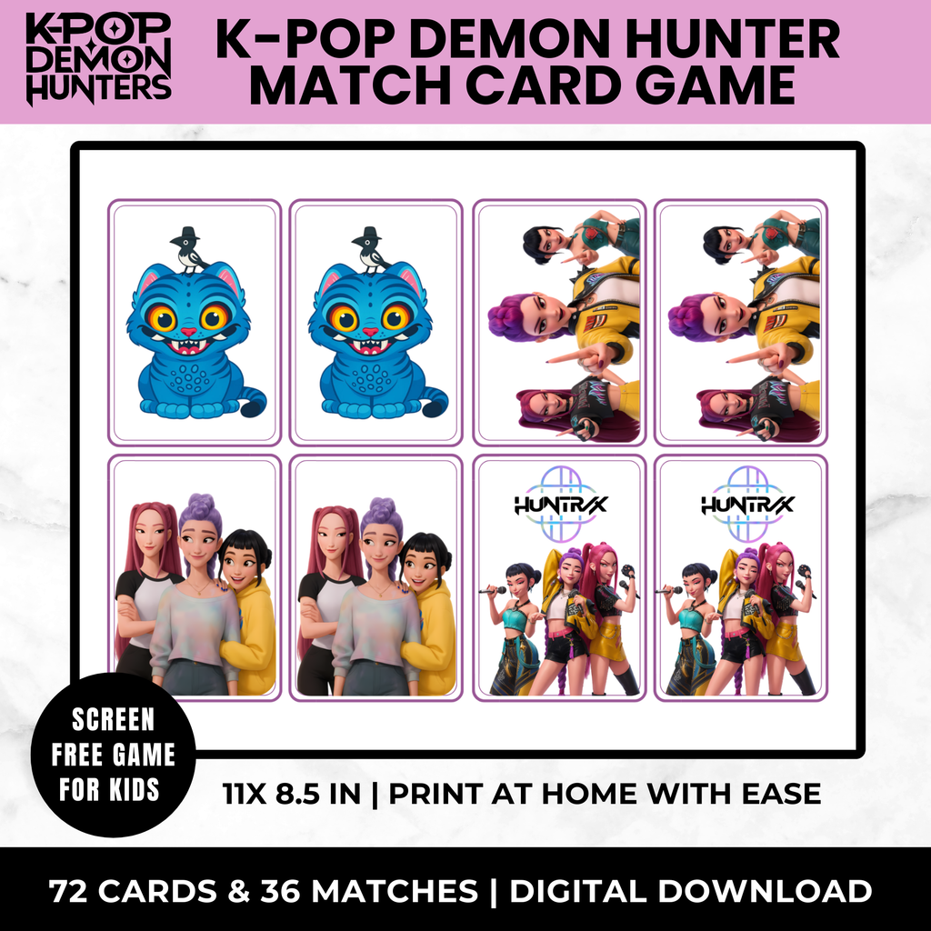 K-Pop Demon Hunters Match Card Game for Kids