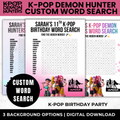 Personalized K-Pop Demon Hunters Word Search for Kids Birthday Party | Printable Kpop Party Game for Girls |