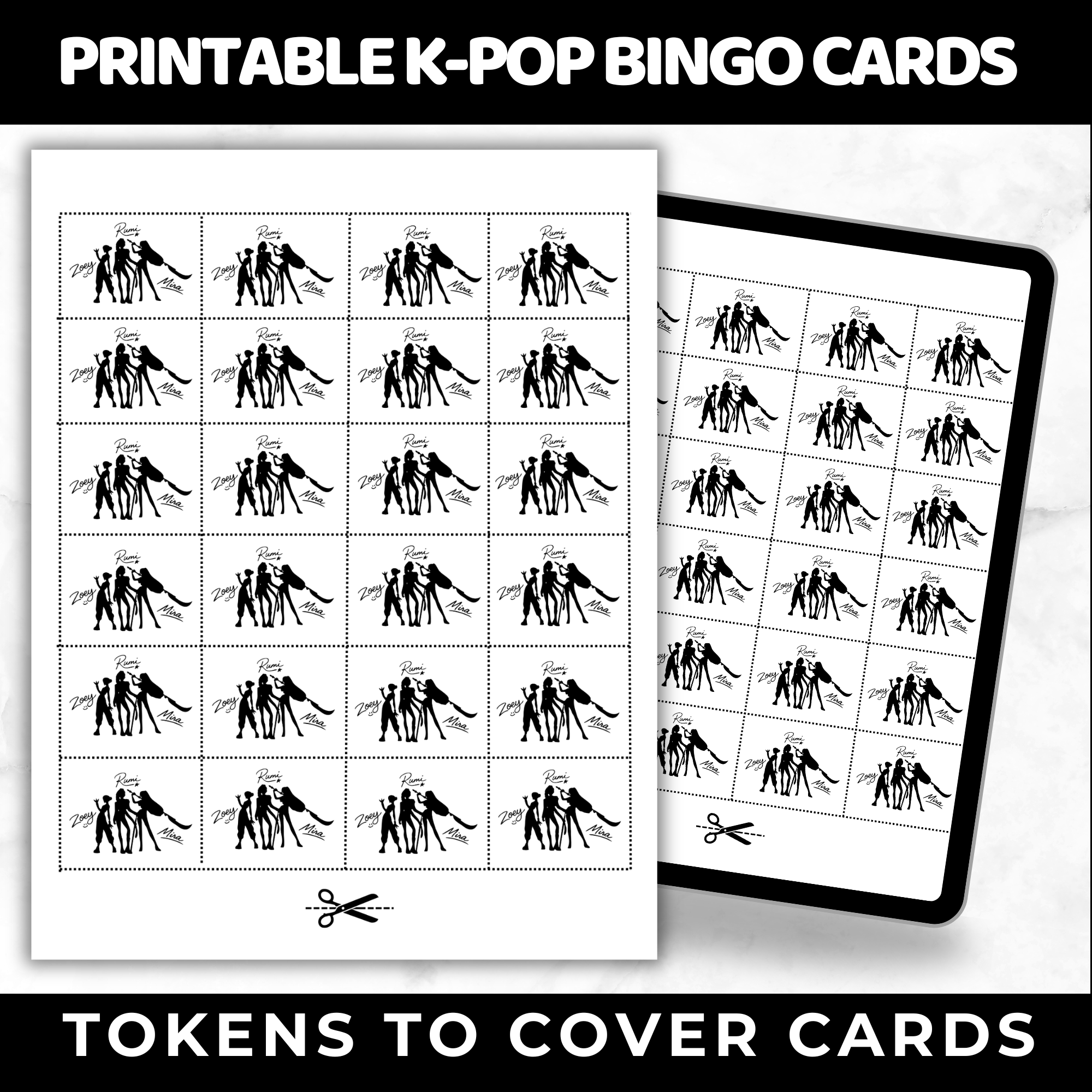 K-Pop Demon Hunter Bingo Cards | Teen Birthday Party Game