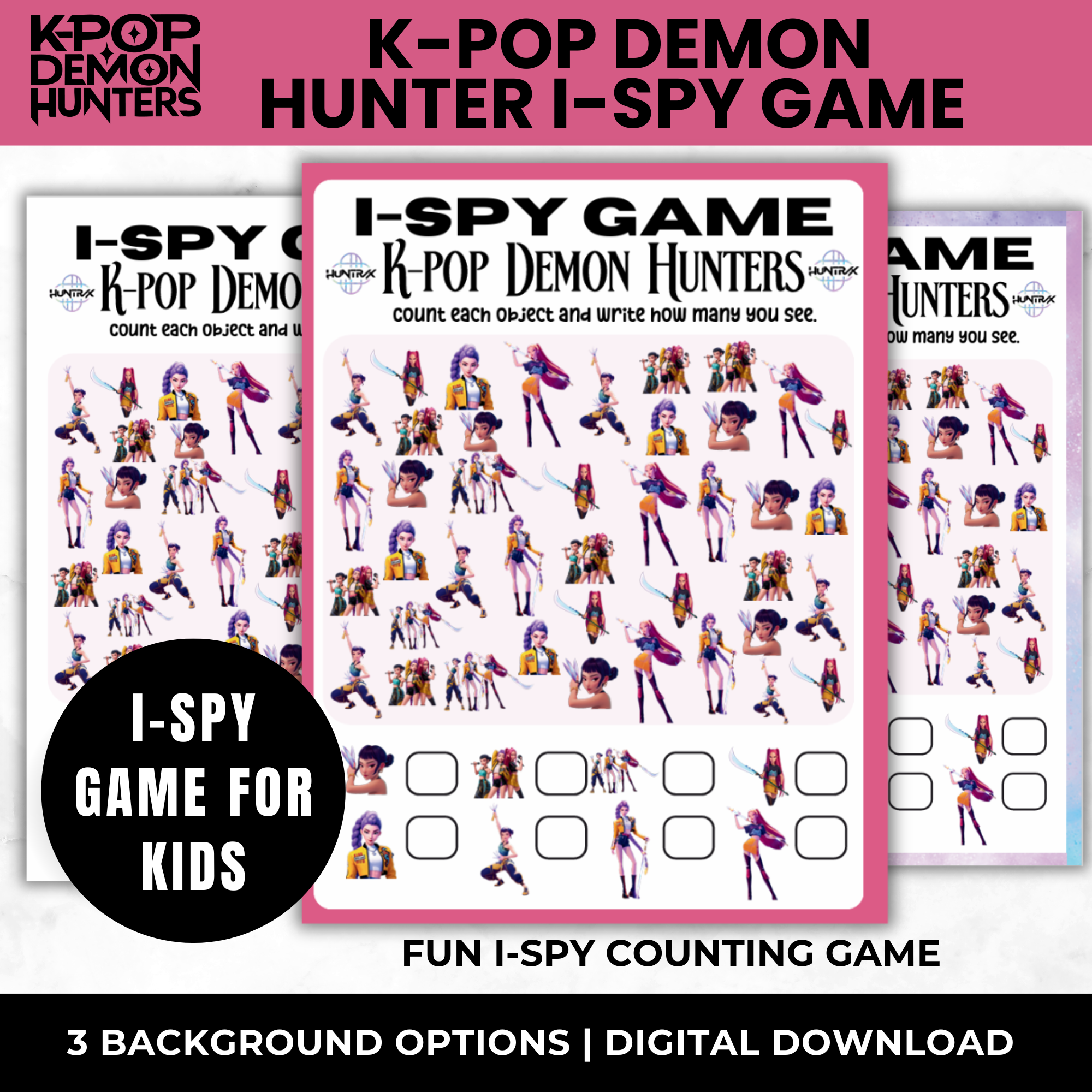 K-Pop Demon Hunters I-Spy Printable Game | Girls Birthday Party Activity