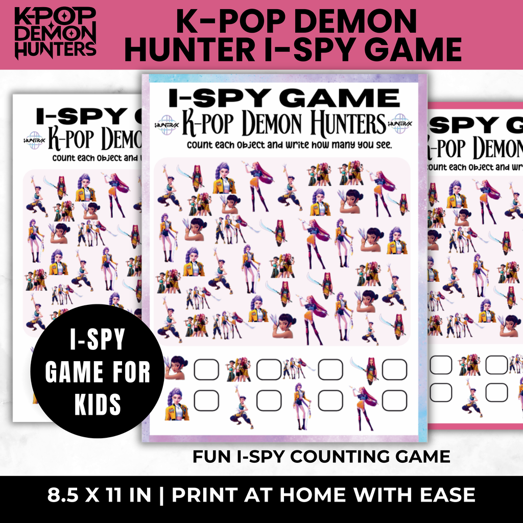 K-Pop Demon Hunters I-Spy Printable Game | Girls Birthday Party Activity