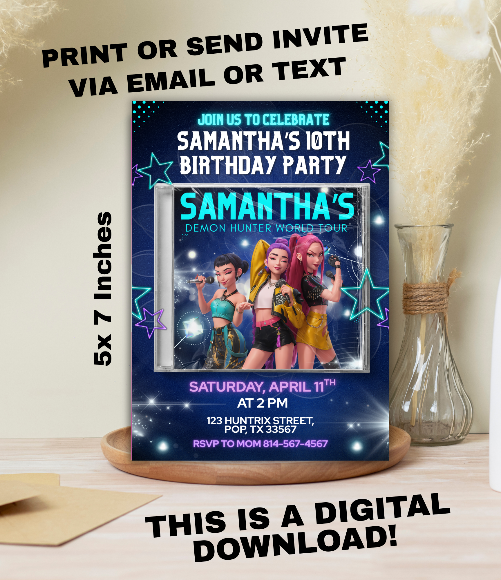 K-Pop Demon Hunters Birthday Invitation | Custom Kpop Party Invite for Kids