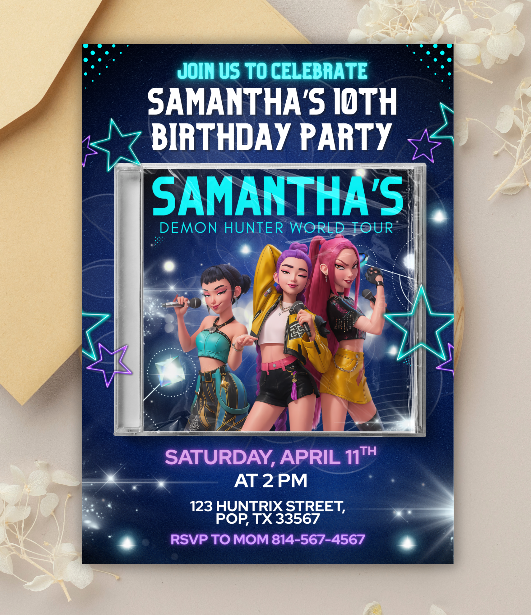 K-Pop Demon Hunters Birthday Invitation | Custom Kpop Party Invite for Kids